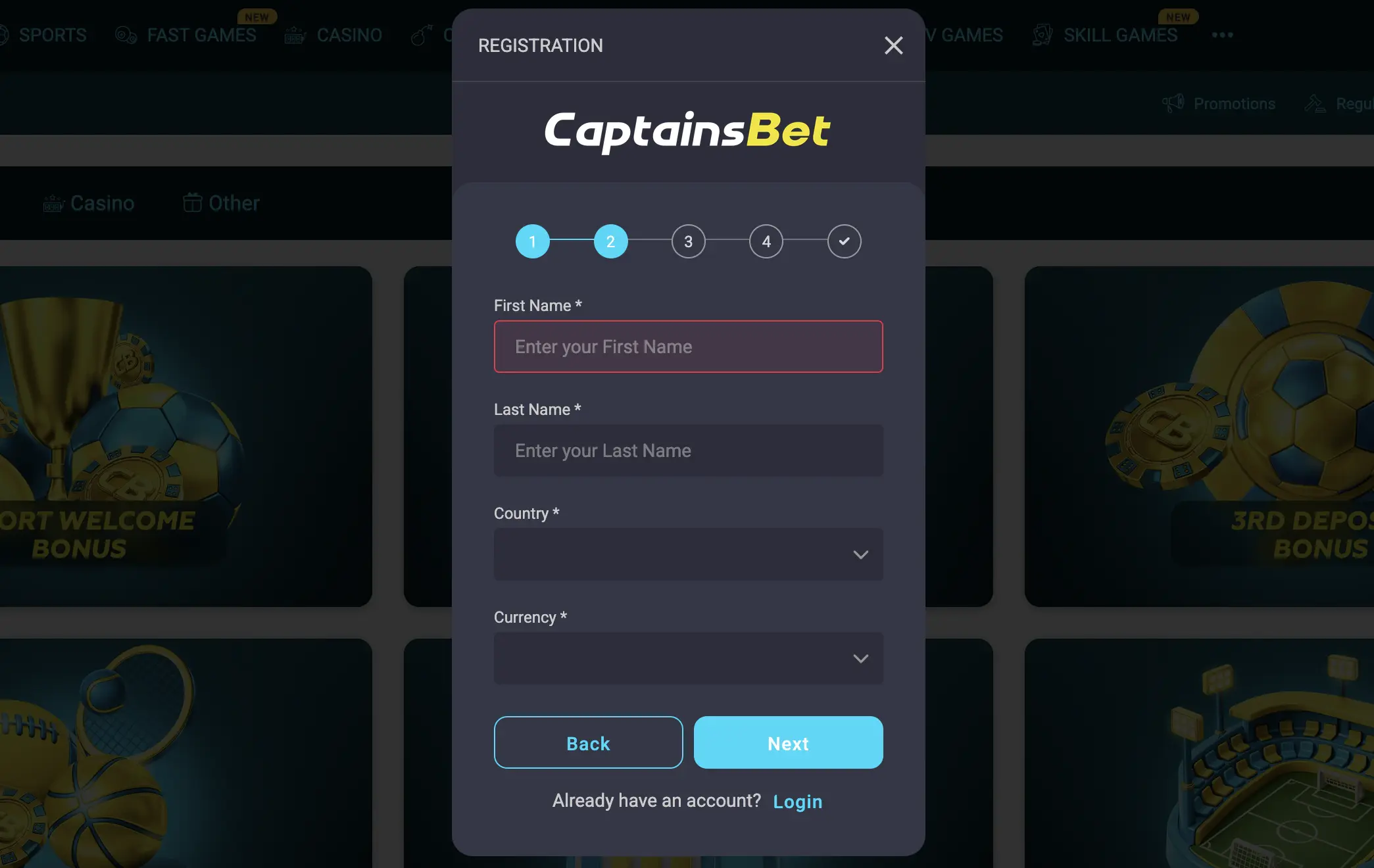 CaptainsBet Ghana sign up guide with promo code AFROX